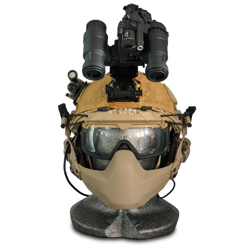 Tactical Helmet with Binocular Quad-Tube Night Vision Device (Model Props) | Full Tactical Headwind Goggles Set | Military Tactical COS Gear